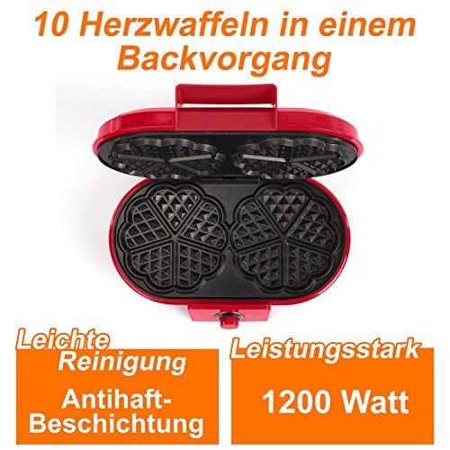 Livoo DOP195 Waffeleisen Thermostat verstellbar | 10 Waffeln in Herzform | Doppel Waffeleisen, Antihaftbeschichtung… – Bild 5
