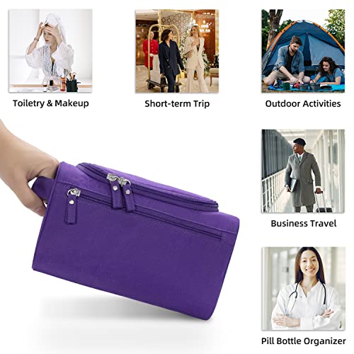 Buruis Travel Toiletry Bag for Men and Women, Hanging Toiletry Organizer Cosmetics Makeup Bag, Water-resistant Dopp Kit Shaving Bag, Small Toiletry Bag for Travel Essentials, Accessories (Purple)3