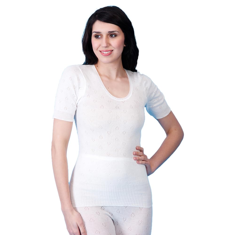 Undercover Ladies Thermal Short Sleeve Top White Medium