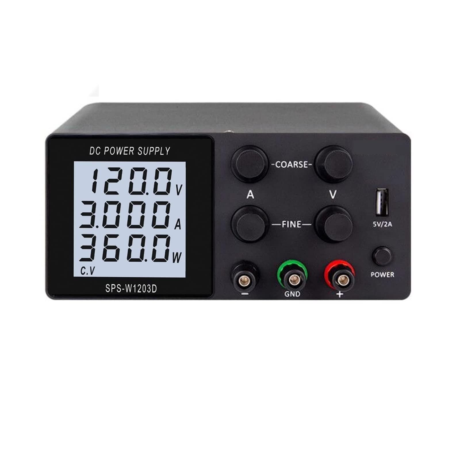 Labornetzteil Einstellbares DC-Netzteil 30 V 10 A LCD-Bildschirm schützt Augen USB-Digital-Laborbank-Spannungsreglerschalter(SPS-W1203D Black)