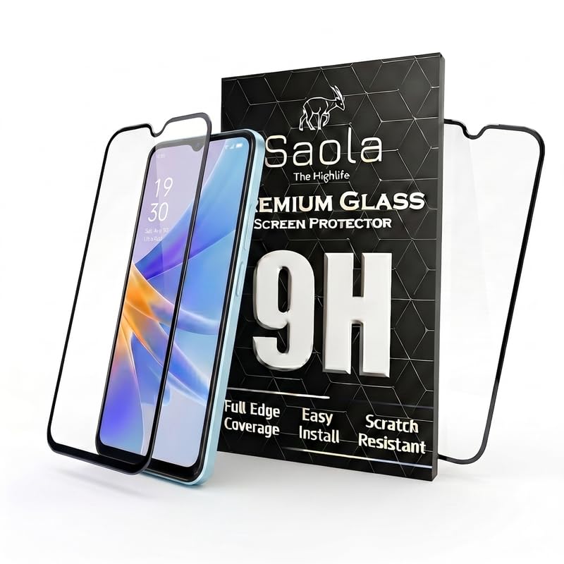 Image of Saola HD+ Oleophobic Tempered Glass Screen Protector For Oppo A78 5G (Pack Of 2) with Free Installation Kit. Full screen Coverage - 6.56 inch