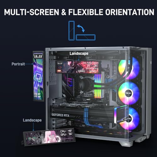 Image of 9.2 inch IPS Computer Secondary Screen for PC Case, 1920x462 USB Mini Monitor with Sensor Panel, Real-Time CPU /GPU /RAM Temperature Display, Support Dynamic Theme & Customizable for Gaming PC