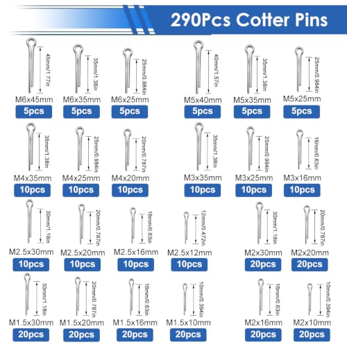 Image of 600Pcs 304 Stainless Steel Cotter Pins Assortment Kit - Hitch Pin Clips for Locking Systems | Ideal for Farm Tools, Tractor Implements, and Accessories