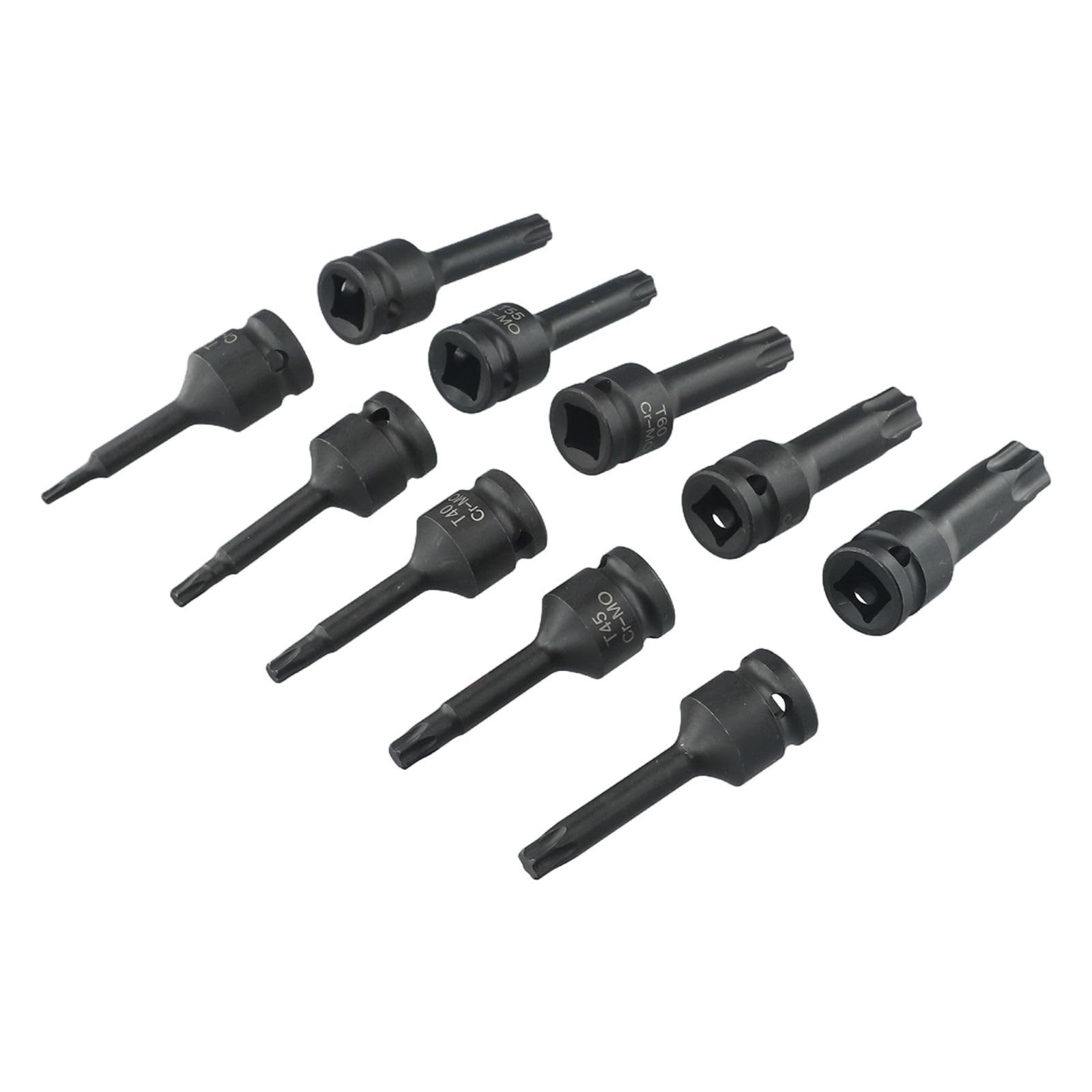 Set di 10 chiavi a bussola Torx da 1/2 pollici, T20 a T80, in acciaio cromato, in scatola di plastica