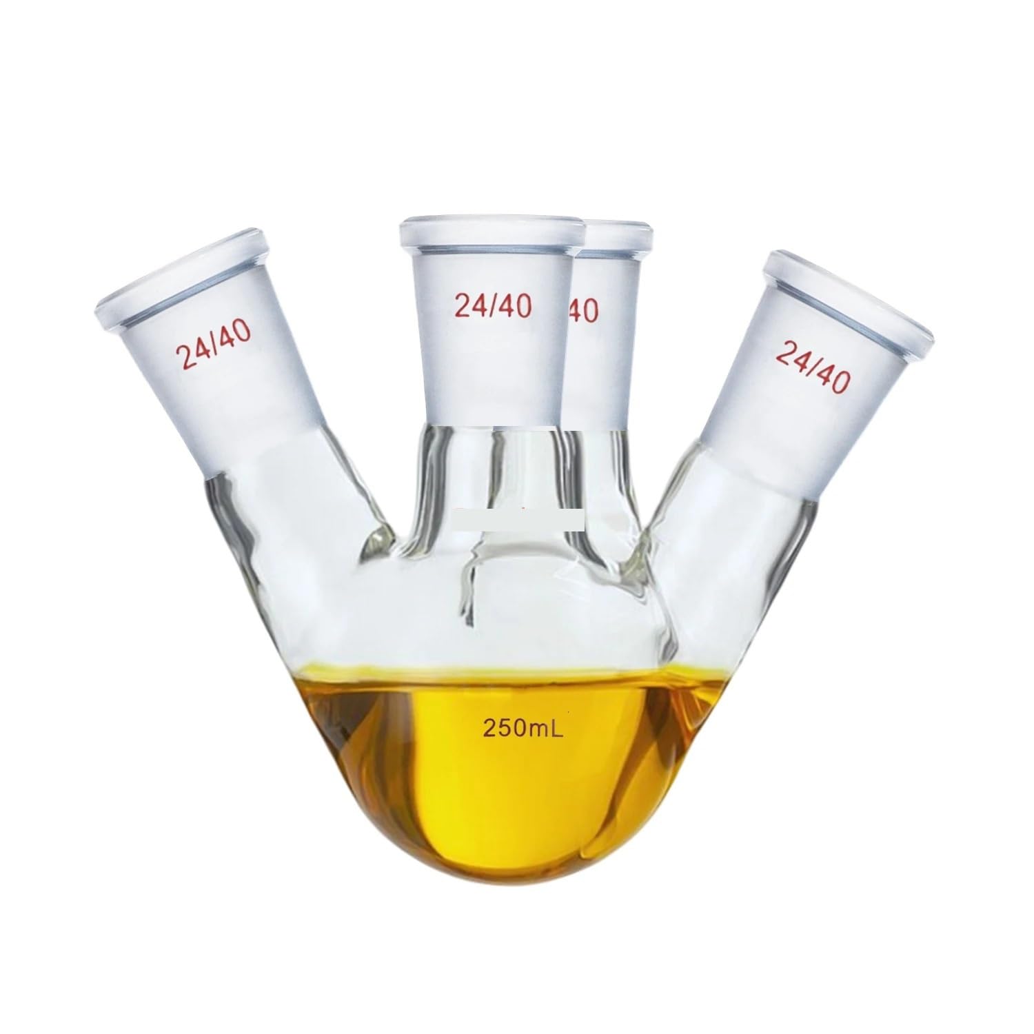 Frasco de vidrio de 4 cuellos, 250ml, 24/40, fondo redondo, botella de química de laboratorio de cuatro cuellos