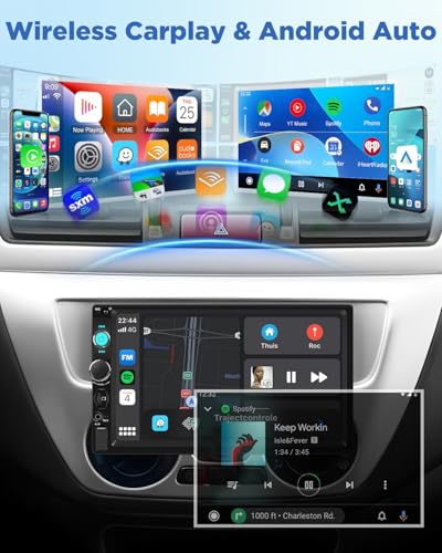 Radio para coche 1 DIN con Android Auto inalámbrico y control en volante 2