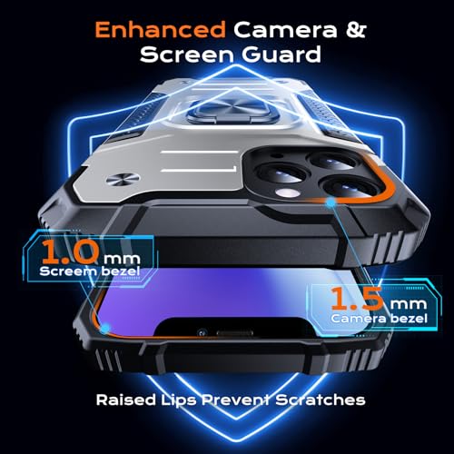 Image of Anqrp Heavy Duty Case for iPhone 11 Pro Case with Enhanced Ring Holder Grip Stand, Military Grade Shockproof Rugged Drop Protective Silicone Hard Slim iPhone 11 Pro Phone Case Cover,Silver