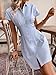 Milumia Women's Striped Button Front Cap Sleeve Collared Shirt Dress Blue and White Medium