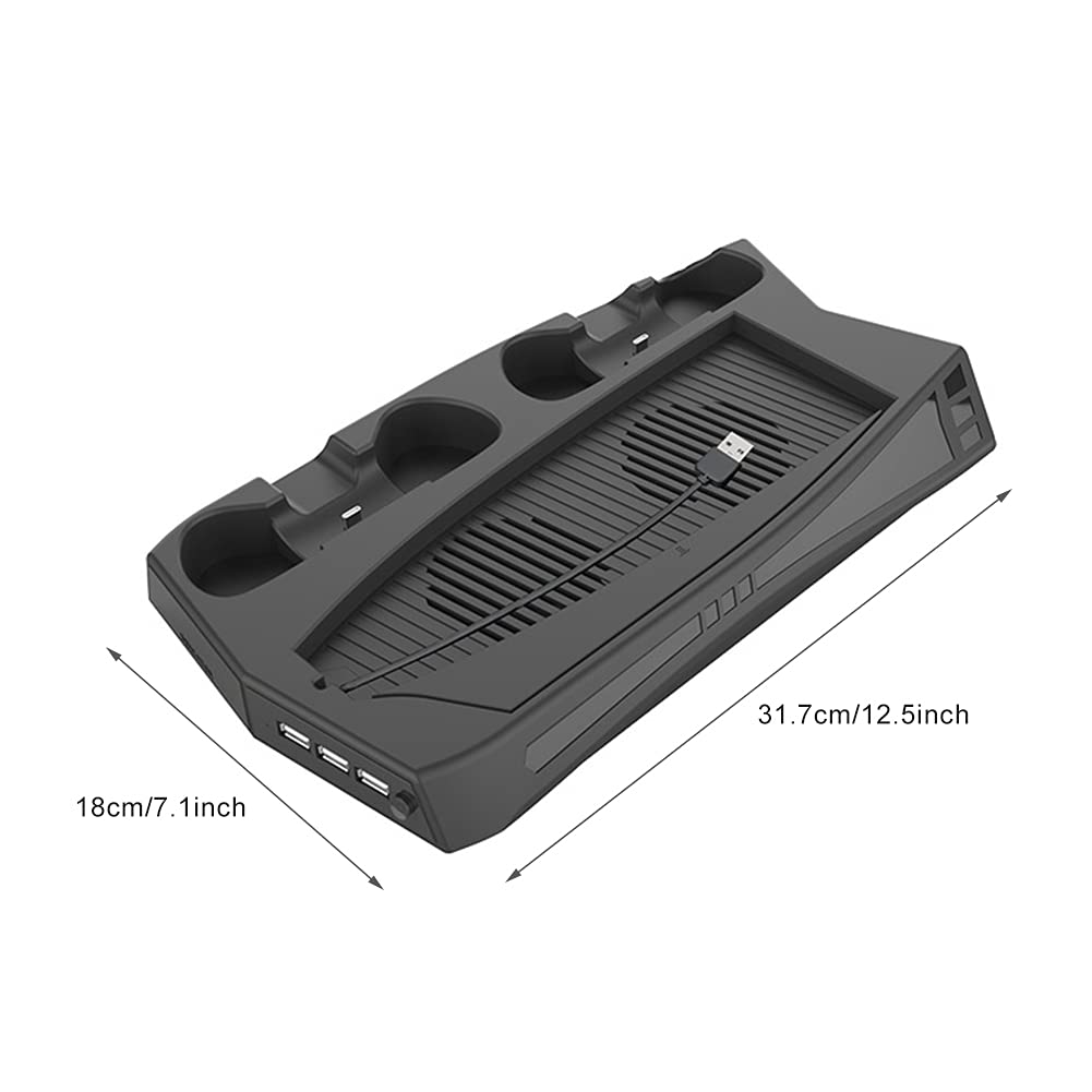 Denpetec Pionowy stojak ładujący do PS5, stacja ładująca do kontrolera PS5, pionowy stojak chłodzący kompatybilny z konsolą PS5