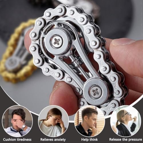 Image of Fidget Toys for Kids, Fidget Toys, Black Compact Toys for Kids Adults Bicycle Chain Top Stress Relief Toy Durable Portable Ages (Pack of 1)