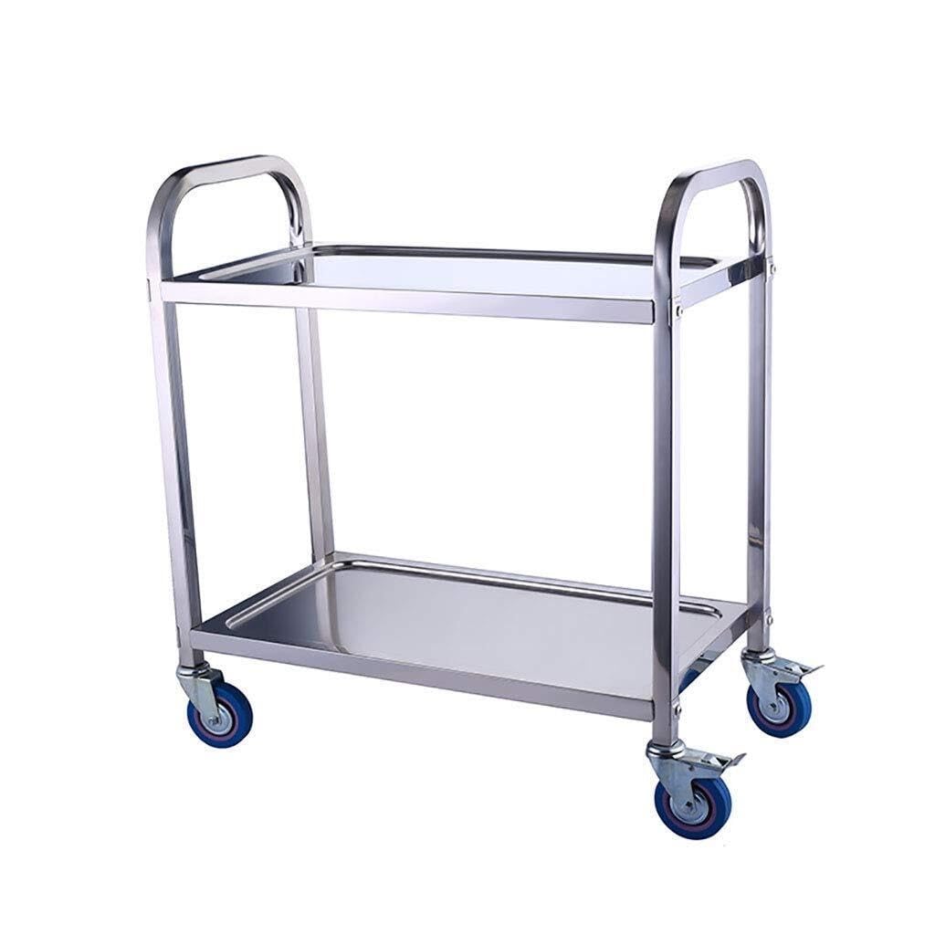 Wózek kuchenny ze stali nierdzewnej, 3-poziomowy wózek do serwowania z zamykanymi kółkami do domu, restauracji, hotelu i szpitala – 95 cm x 50 cm i wszechstronne mobilne rozwiązanie do przechowywania