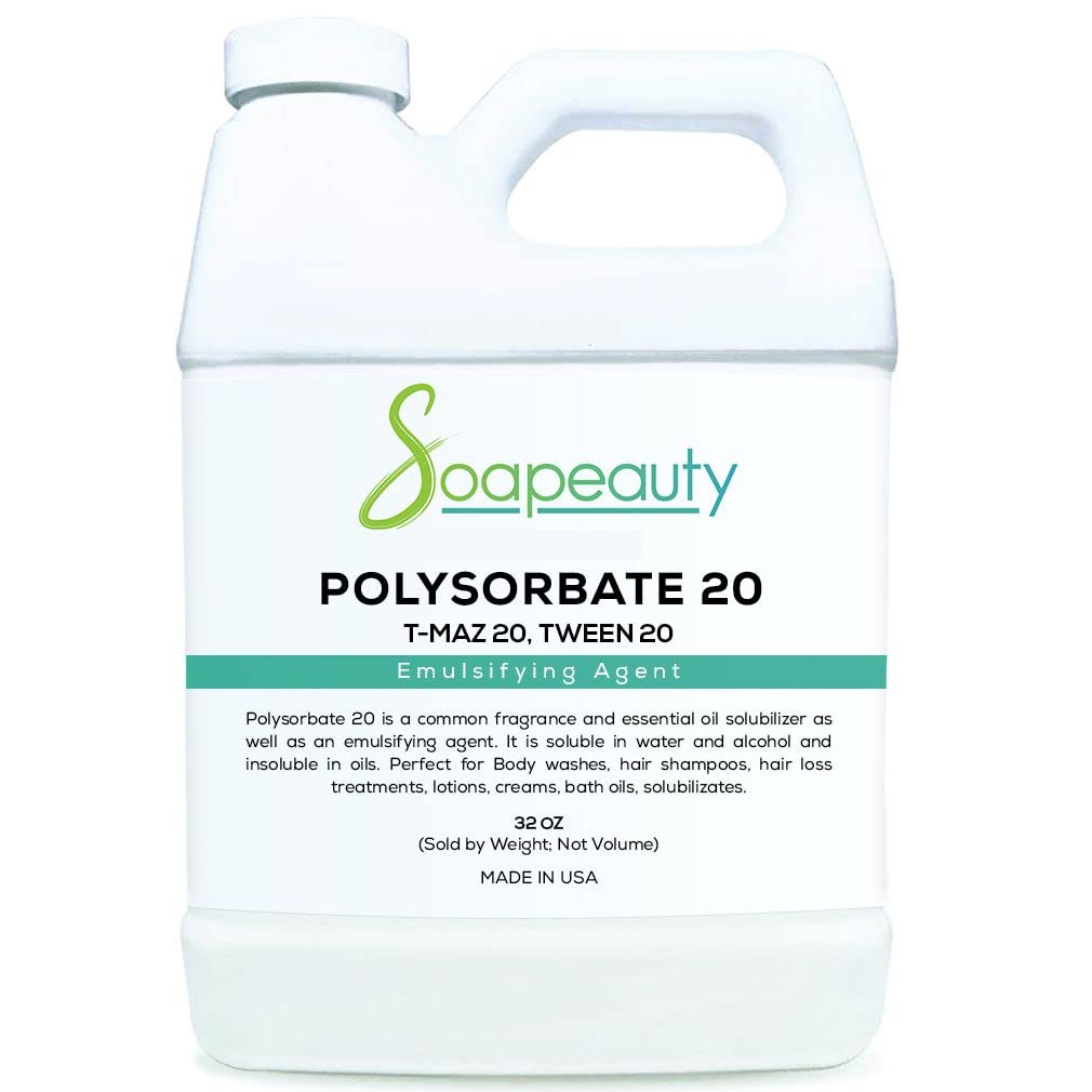 POLYSORBATE 20 T-MAZ 20, Tween 20 | 100% Pure Cosmetic Grade Solubilizer Surfactant & Emulsifier | (32 oz)