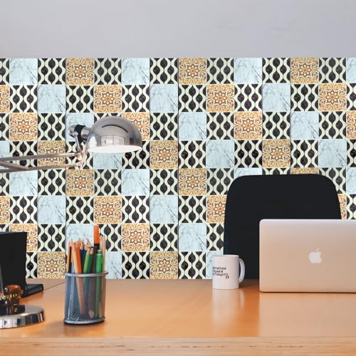 Image of SARVATRAY Self-Adhesive Wallpaper, Kitchen Oil Proof Heat Resistant Stickers, Vinyl Sheet for Wall 2 X 6.5 SQ FT (2 M New Mosaic Multi WS)