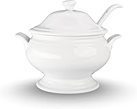 BIA Cordon Bleu 3.5 Qt White Porcelain Soup Tureen Set with Lid & Ladle - Microwave Safe, Dishwasher Safe Elegant Serveware for Soups, Stews & Holidays