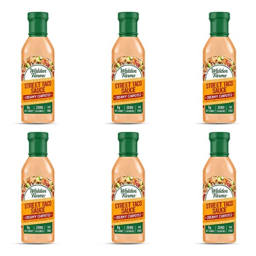 Walden Farms Street Taco Sauce Creamy Chipotle - Calorie-Free, Gluten-Free, Low Carb, Keto-Friendly, Sugar-Free, Smoky Chipotle Flavor, (12 oz Bottle x 6)