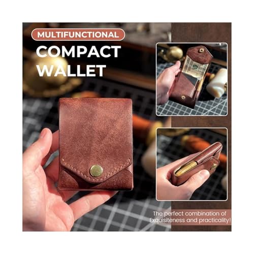 Slim and simple men's wallet, multifunctional small wallet with built-in pen slot suitable for daily commuting business travel(Brown-2pcs)4