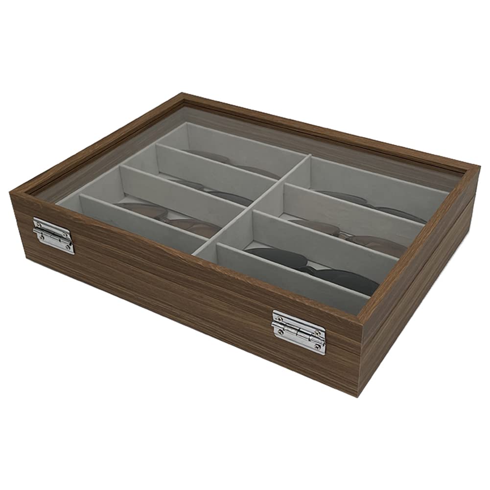 Brillen Organizer für 8 Brillen, Brillenbox zur Aufbewahrung Sonnenbrillen, Brillen Vitrine Gehobene, Brillen Schmuck Organizer Display, Brillen Box für Sonnenbrille, Schmuck, Uhr