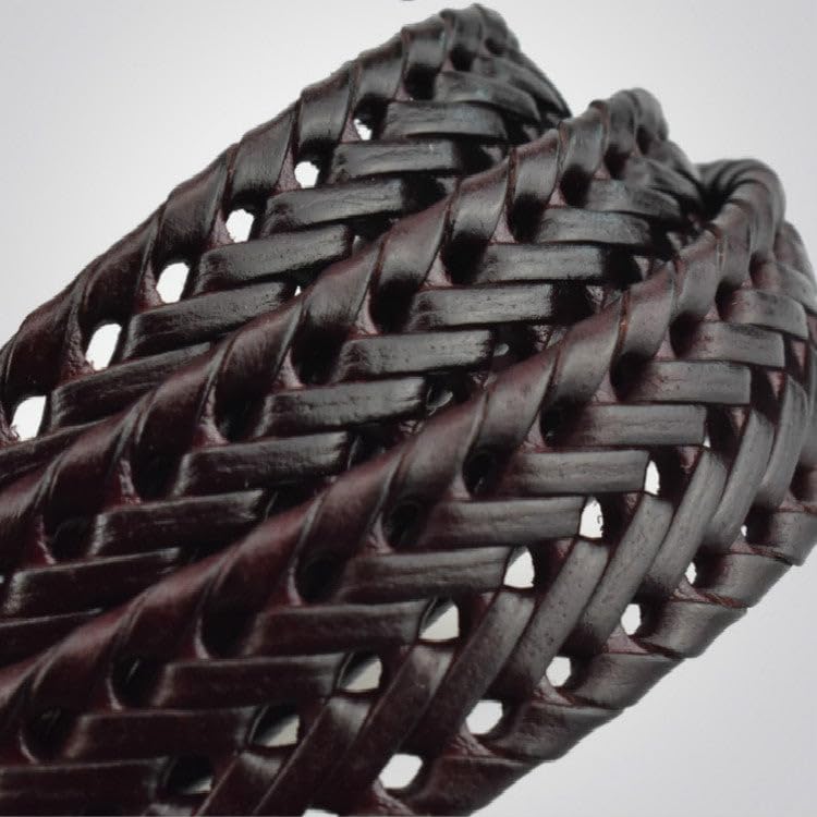 Wide Edition Hand Woven Lacquered Genuine Leather Waistband for Men, 120cm, Brown, Large3