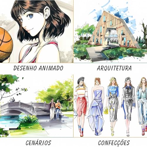 Combo de Canetas Touch Marcadoras Dupla Ponta para Arte e Desenho, 24 Cores Vibrantes, Código por Co