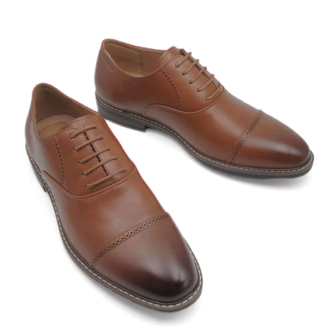 Finishing & Sewing Herren Cap-Toe Oxford Business-Schuhe mit Schnürung und Brogue-Design