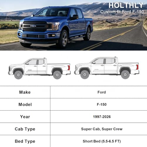 Image of 10 Layers Truck Cover Waterproof All Weather Custom Fit Ford F-150(1997-2026) Super Cab&SuperCrew Short Bed, Outdoor Full Exterior Pickup Car Cover Sun Rain Snow Ice Protection. Sliver