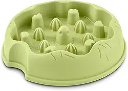 Comedouro Interativo para Cães e Gatos – Tigela de Alimentação Lenta Slow Food com Base Antiderrapante, Material Atóxico, 3 Cores Suaves Pote de Ração (Verde, Azul e Rosa) (Verde)
