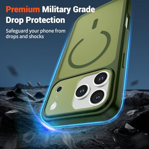 Image of SUPFINE Magnetic for iPhone 17 Pro Case Cangling Green | (Compatible with MagSafe)(Military Grade Drop Protection)(Camera Protection)Translucent Matte Phone Cover