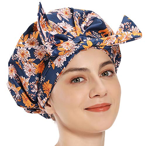 VVolf Shower Cap for Women, Luxury Shower Caps for Long Hair Turban Shower Caps Waterproof Bath Cap Extra Large Reusable Shower Cap?Yellow