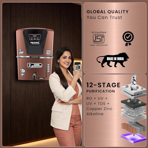Image of Proven Jupiter RO Water Purifier for Home, 12L | RO+UF+UV with Copper, Zinc & Alkaline, TDS Adjuster, ISI Certified, Borewell & Hard Water.