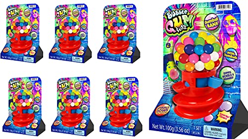 JA-RU Bubble Gum Kidz Gumball Machine (24 Gum Machine) Classic Coin Bank Spiral Style Candy Dispenser Toys for Kids & Adults. Small Vending Machine. Vintage Novelty Desk Toy. Plus Sticker 6715-24s