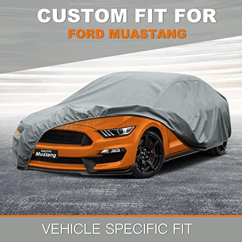 Image of Kayme Heavy Duty Car Cover Custom Fit Ford Mustang /Shelby /Mustang GT GT350 GT500 (1965-2025), Waterproof All Weather for Automobiles, Full Exterior Covers Sun Rain UV Protection.