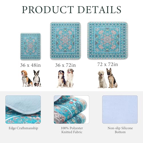 Image of Homimp Washable Pee Pads for Dogs, 2 Pack Reusable Puppy Pads Waterproof, Absorbent and Leakproof Dog Pee Pads, Non Slip Puppy Training Pads, Pet Mat for Floor,Crate,Couch,Whelping,Blue, 36 inchx48 inch