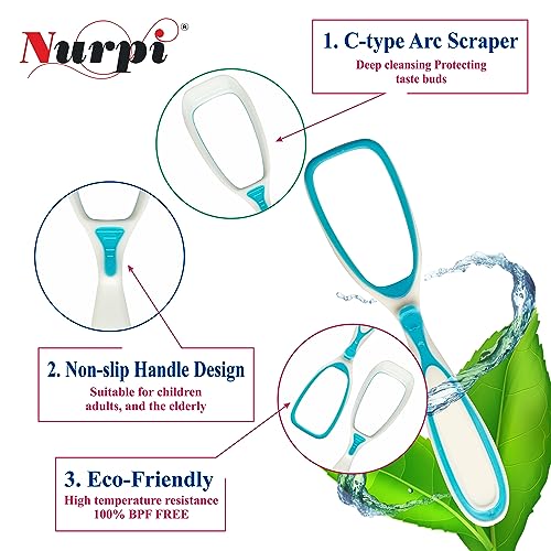 Image of plastic single handle Tongue Cleaner for Fights Bad Breath Oral Health Care Tool, Easy to Use for Adults and KidsTravel Friendly (pack of 4)