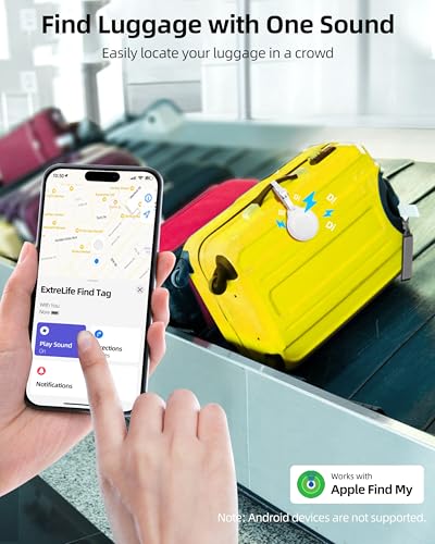 Luggage Tags, Work with Apple Find My, Leather Luggage Tags for Suitcases, Travel Accessories Must Haves Anti-Lost, Bluetooth Luggage Tracker for Suitcases, Kids and More, Rechargeable, Cream White3