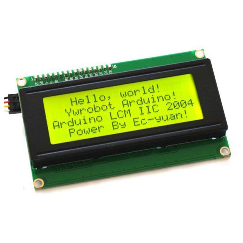Hailege 2004 LCD-scherm 20x4 Met IIC/I2C-adapter – Geel/groen, Voor Arduino & Raspberry Pi