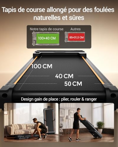 UMAY Tapis de Course Pliable Inclinable 40% Simulateur Montagne, 10km/h – vue 6