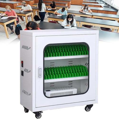 Taquilla de carga recargable para teléfono celular con ruedas y cerradura para un almacenamiento seguro en escuelas, aulas y oficinas