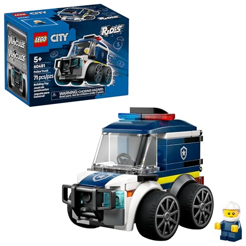 LEGO City Rides – Police Truck Building Toy for Kids - Pretend Play Set for Boys & Girls, Ages 5+ - with Police Officer Junior Minifigure - Gift Idea for Birthdays - 60481