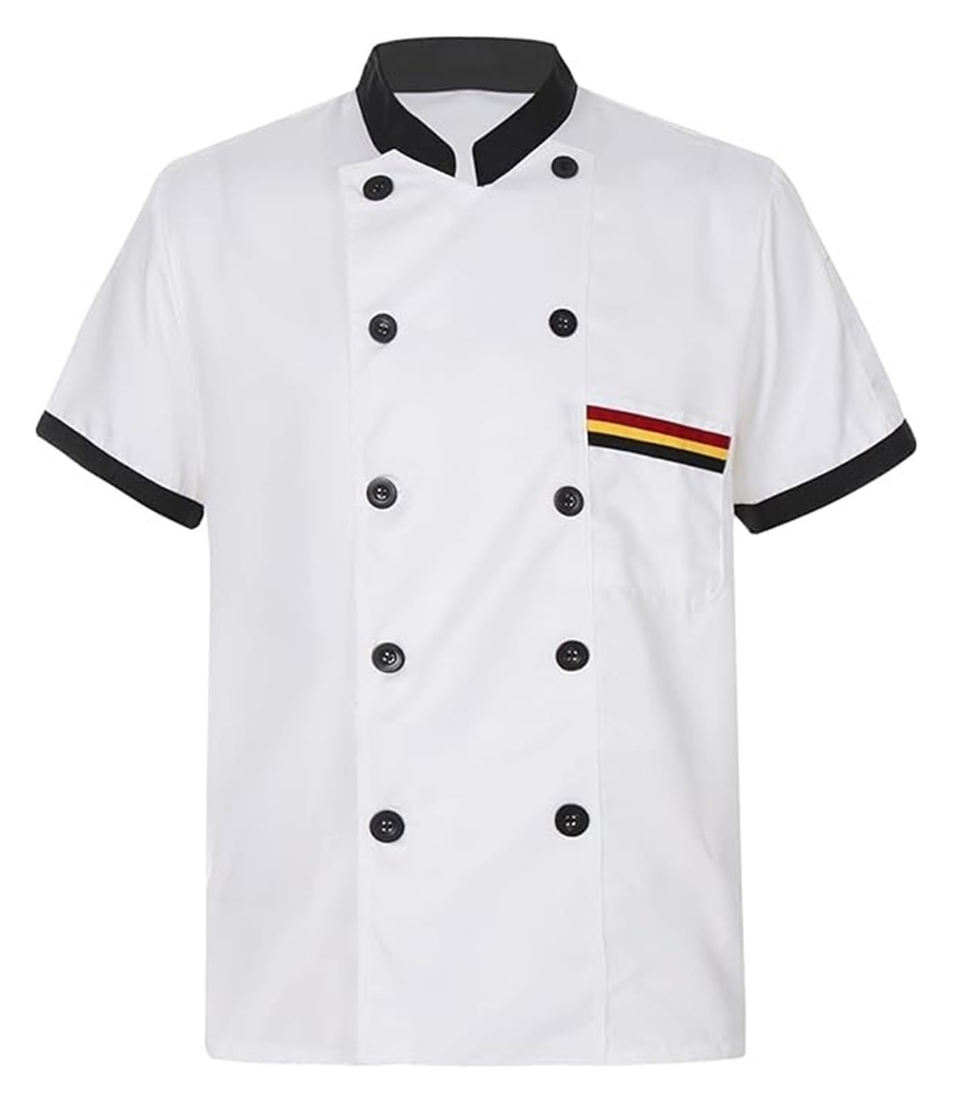 Giacca Chef Uomo Divisa da Cuoco A Maniche Corte Uomo Lavoro per Cucina Hotel Mensa Chef(Black S,M)