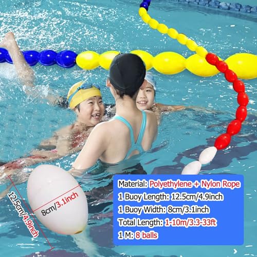 YXXSDP Swimming Pool Safety Rope and Float Kit, 3 10 20 23 33 Ft Long Landscape Pool Dividing Lanes Safety Rope with Floating Buoys, Professional Pool Boundary Rope(Size:1m (3.3ft))