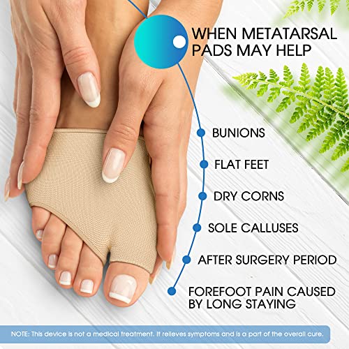 Image of Metatarsal Pads - Ball of Foot Cushions - Foot Pads for Mortons Neuroma Pain Relief - Forefoot Cushioning Sleeve with Built-in Gel Pads - Help Metatarsalgia, Mortons Neuroma (Medium /Large)