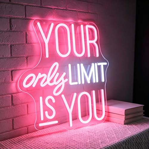 Image of Your Only Limit Is You Neon Sign for Wall Decor Positive Light Up Sign Inspiration Led Signs for Room Party Home Motivational Wall Decor USB Powered
