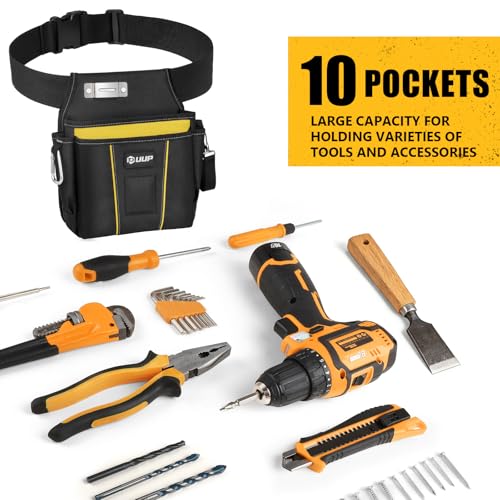 Image of UUP Tool Belt for Men, 10 Pockets Magnetic Tool Pouch Heavy Duty Toolbelt