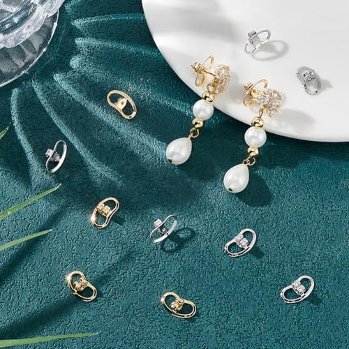 Beebeecraft 1 Box 12Pcs Earring Backs Replacement 18K Gold & Platinum Plated Earrings Stoppers Butterfly Large Earring Support Lifter Backing Secure Ear Locking for Studs Droopy Ears Stretched Earlobe - Image 4