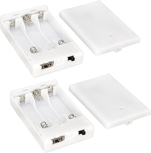 OPSFALCON Soporte para 3 pilas AA, 3 cajas de batería AA, 3 cajas de soporte de batería AA de 1.5 V con interruptor de encendidoapagado y cubierta,