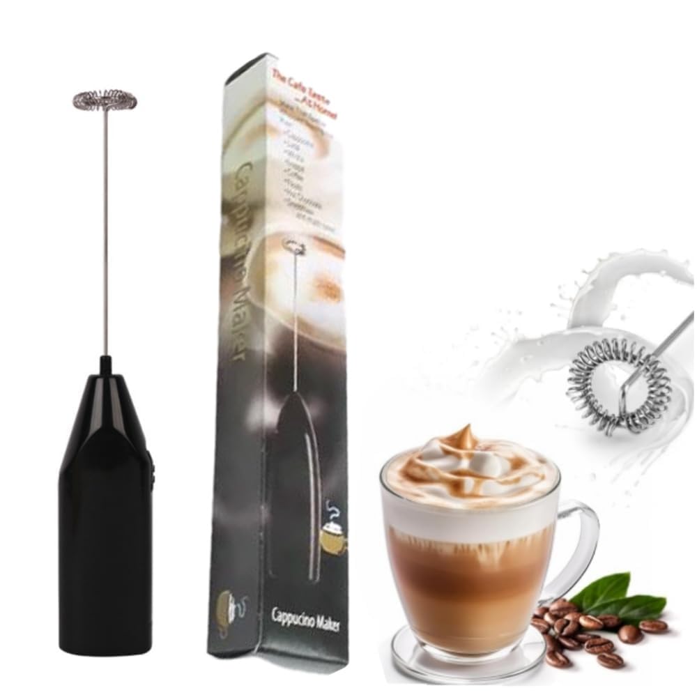 Electric Milk Frother with Stand Handheld Whisk Beater Foam Maker for Mocktails Coffee Latte Matcha Foamer Cappuccino Lemonade - (Batteries are Not Included) (Multi New) (Black) (B09TT9TFSN) Amazon Price History, Amazon Price Tracker