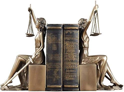 Roman Lady Justice Statues,Home Decor Bookends Bronze Figurine Roman Goddess Desktop Sculptures Gifts for Library Study Office Bronze 26x13x11cm(10x5x4inch)