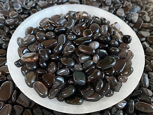 Image of 2 oz Lot Natural Black Obsidian Semi Tumbled Gemstone Chips, Crushed Mini Crystals, Undrilled Crystal Chips (Black Obsidian)