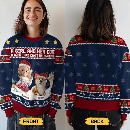 Custom Unisex Ugly Sweatshirt, Personalized Christmas Birthday Gifts For Dog Cat Lovers, Cat Mom, Dog Mom Gifts3