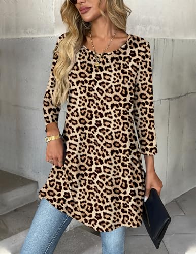Image of Zeagoo Women Tops 3 /4 Sleeve Dressy Casual Plus Size Tunics Loose Blouses